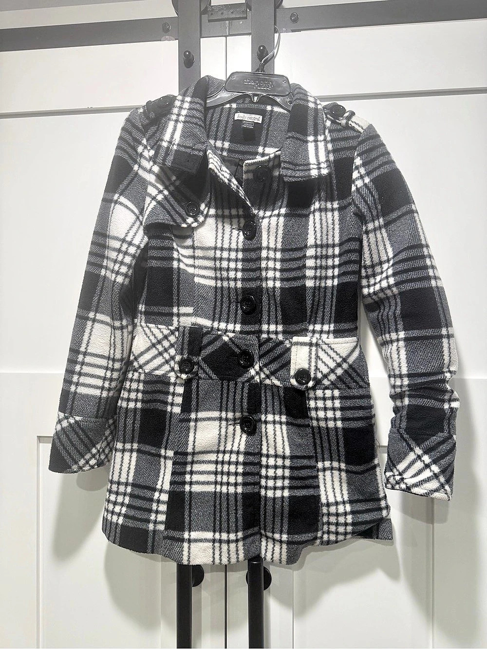 Body Central Women's Plaid Pea Coat Size Medium